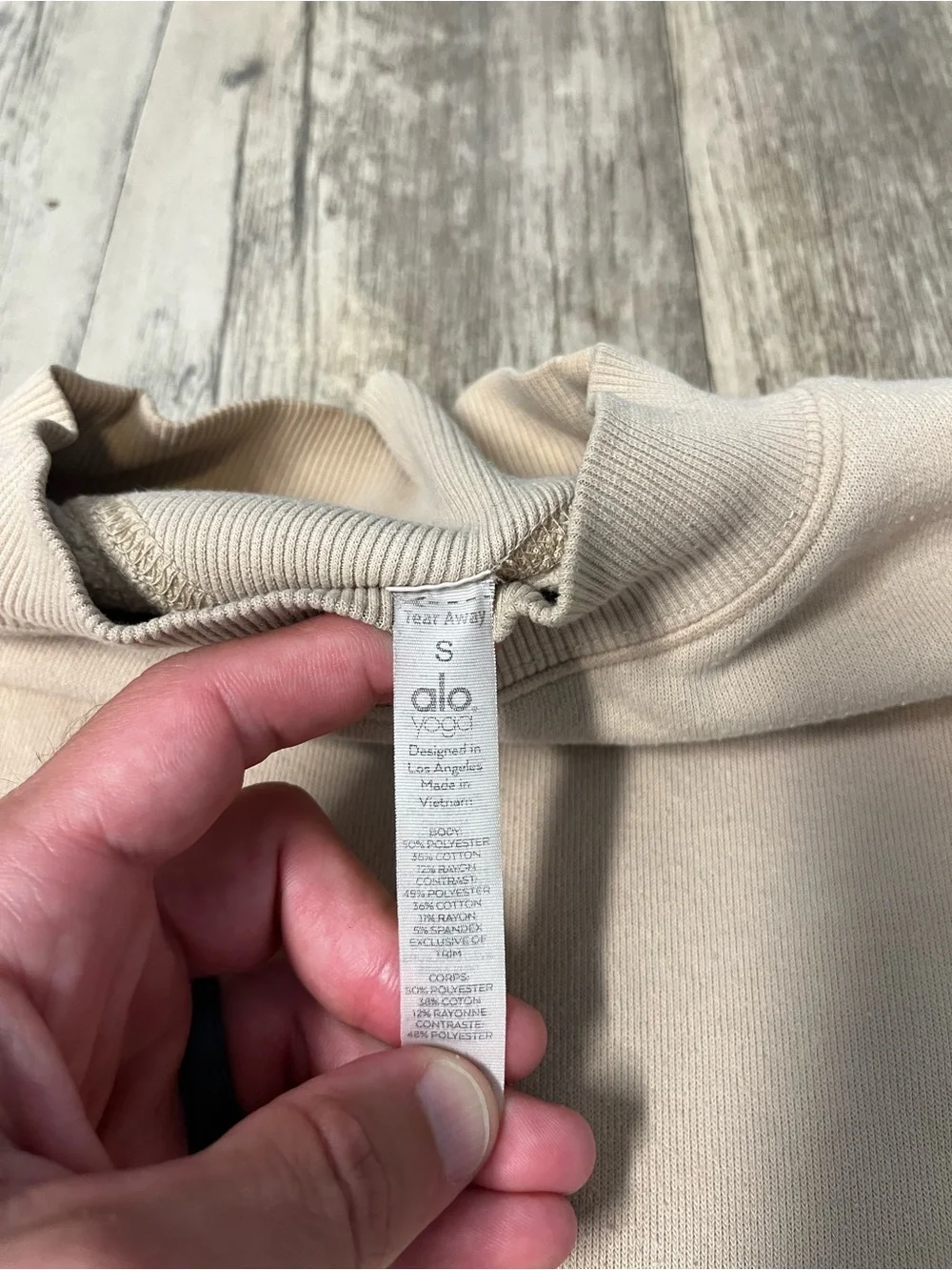 Alo Yoga Freestyle Sweater Mock Neck Beige Size Small Casual Travel Lounge